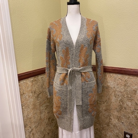 Lovestitch Sweater Winter Solstice Belted Cardigan Long Women’s Size Small Gray - Picture 12 of 14